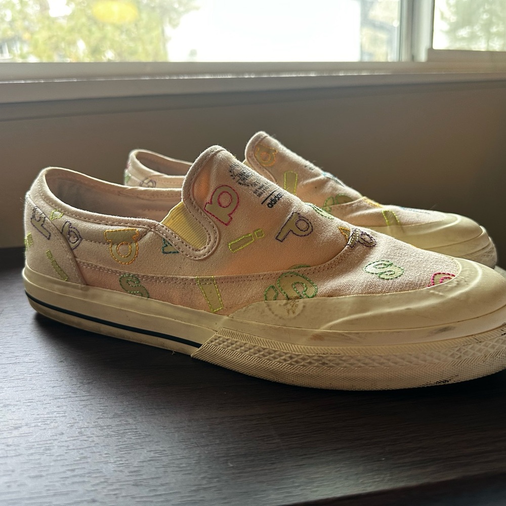adidas Cream Slip-On Loafers with Colorful Accents